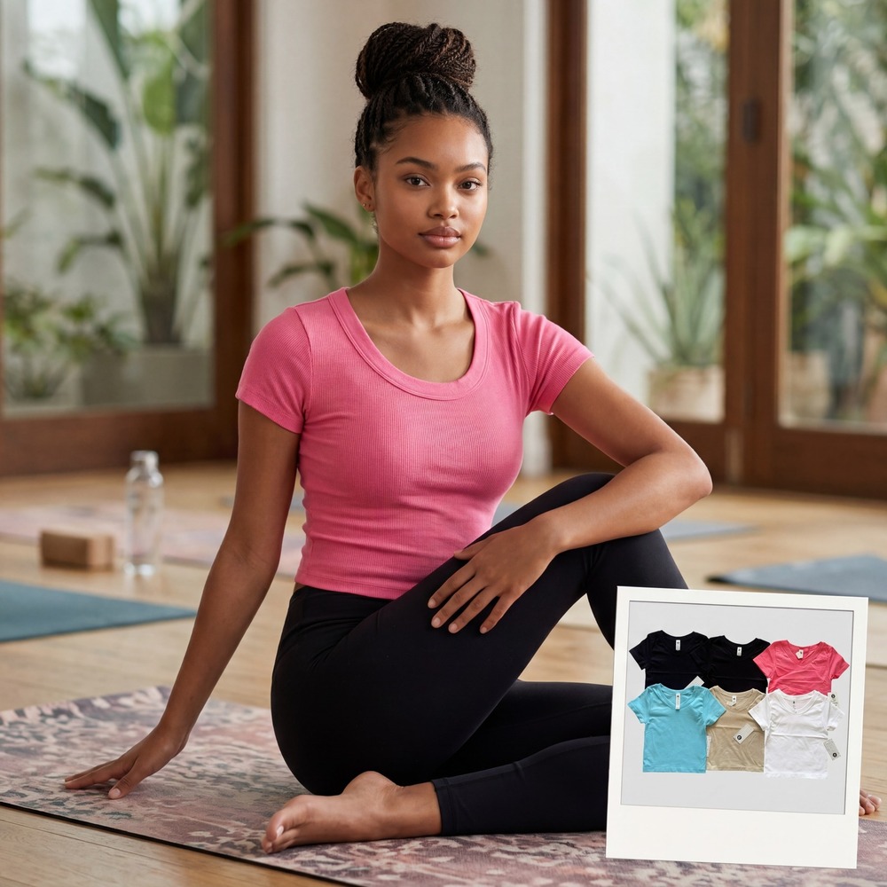 Activewear Multi color Short Sleeve Cropped babydoll tee Lot of 6 Small Yoga NWT